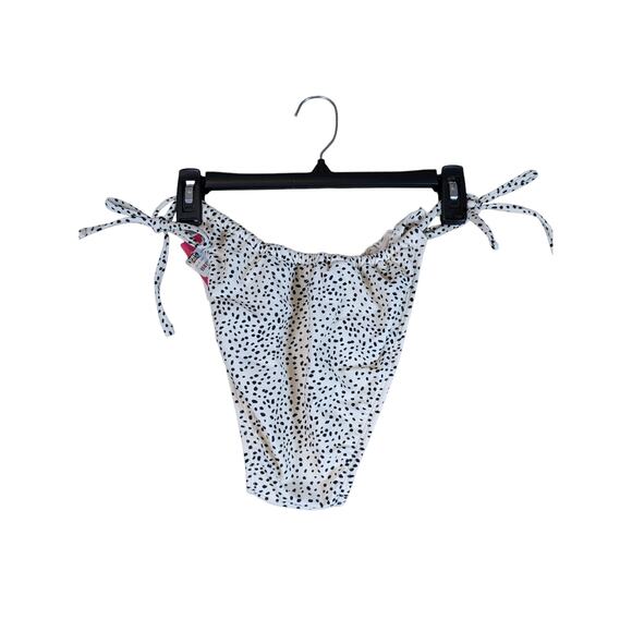 Xhilaration High Leg String Bikini Bottom Cream Dot Print XL Scoop Waist Tie - Picture 6 of 10